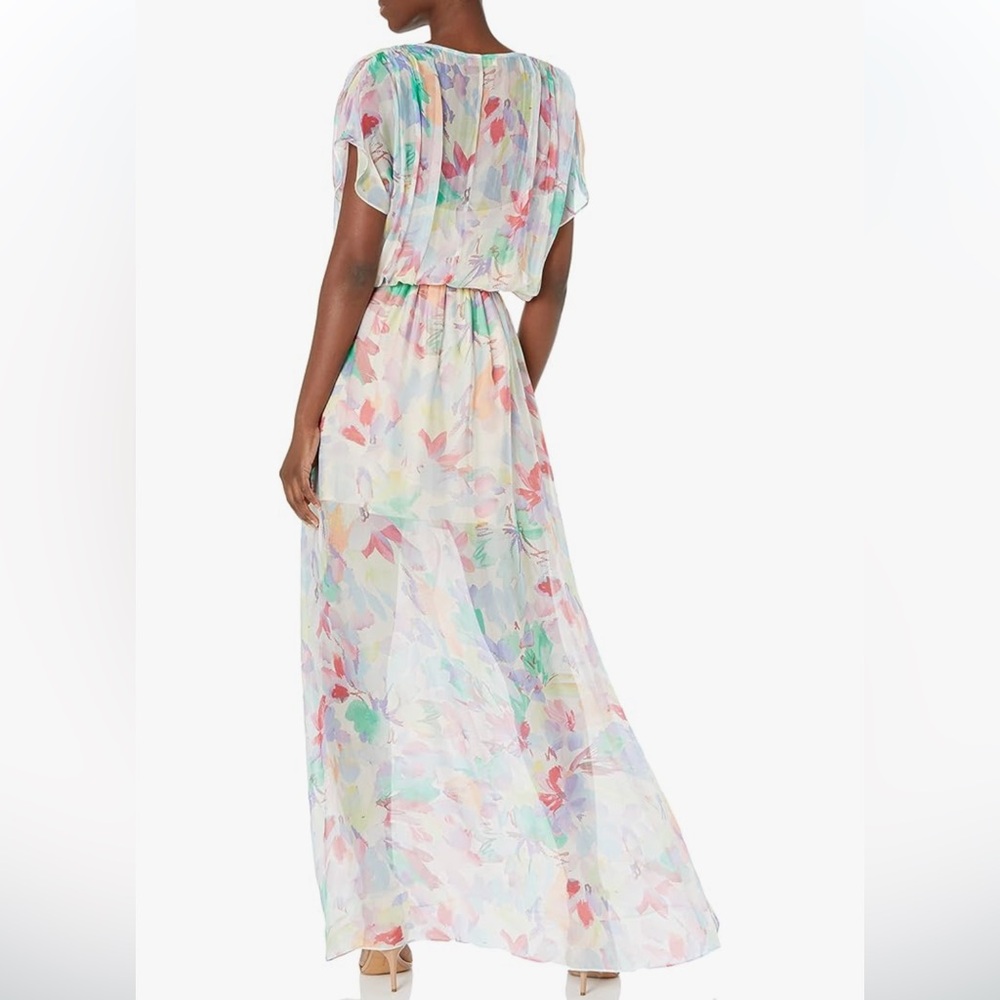 NWT Ramy Brook Exclusive Printed Marion Maxi Dress Blue Pink Pockets XS - Picture 6 of 12